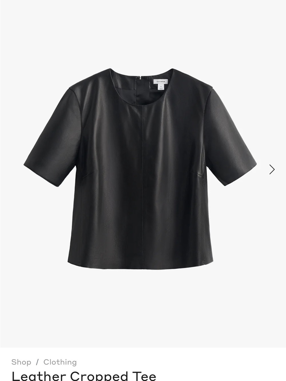 Cuyana Black Leather Cropped Tee